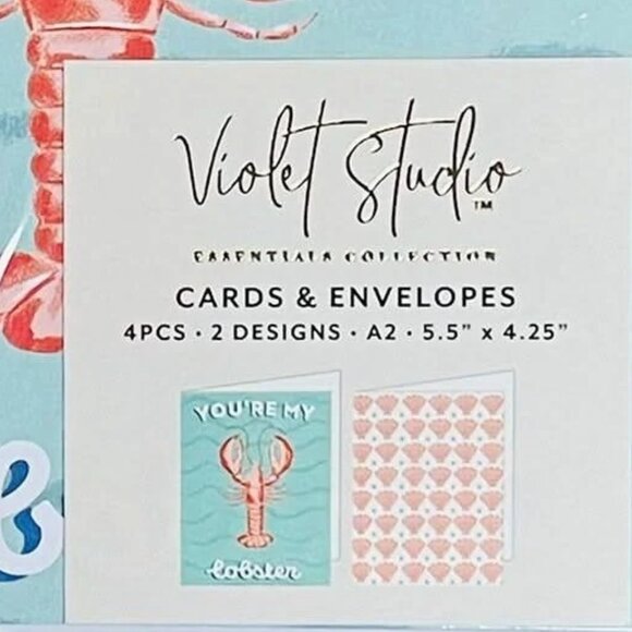 Violet Studio Notecards/Blank Cards Lobster & Shell Designs Pack of 4 - Picture 2 of 3